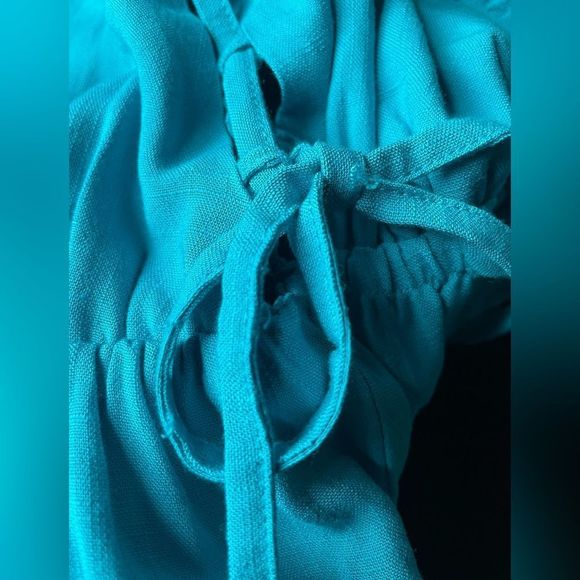 Cupshe NWT Turquoise V-Neck Dress w/ Open Back & Lace Up Ties on Sides (Small) - Picture 7 of 16
